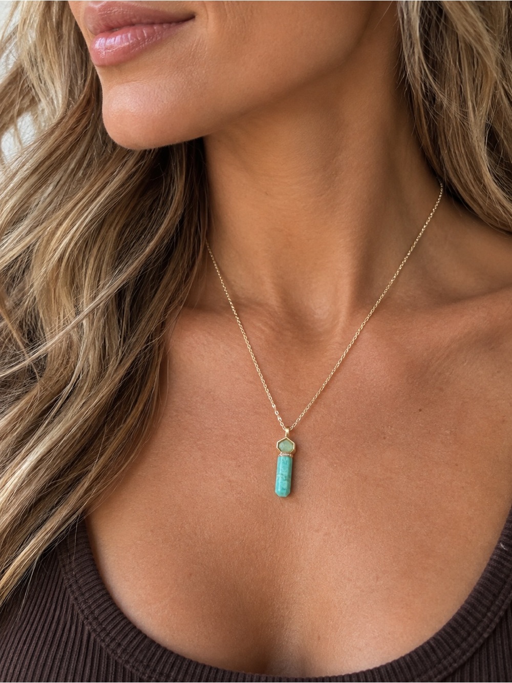🔹 LBB 925 Sterling Silver Turquoise Crystal Point Pendant Necklace Adjustable